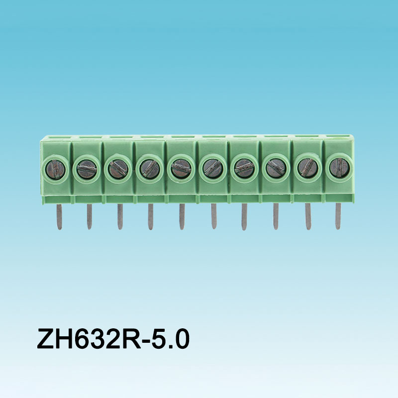 녹색 구부러진 소켓 PCB 나사 단자